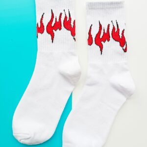 Men Flame Print Crew Socks