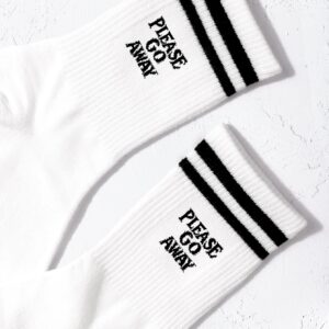 Striped & Slogan Graphic Crew Socks